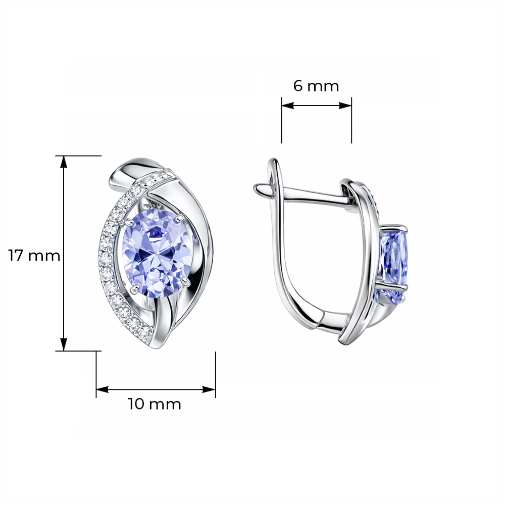 Серьги с фианитами из серебра 925 пробы