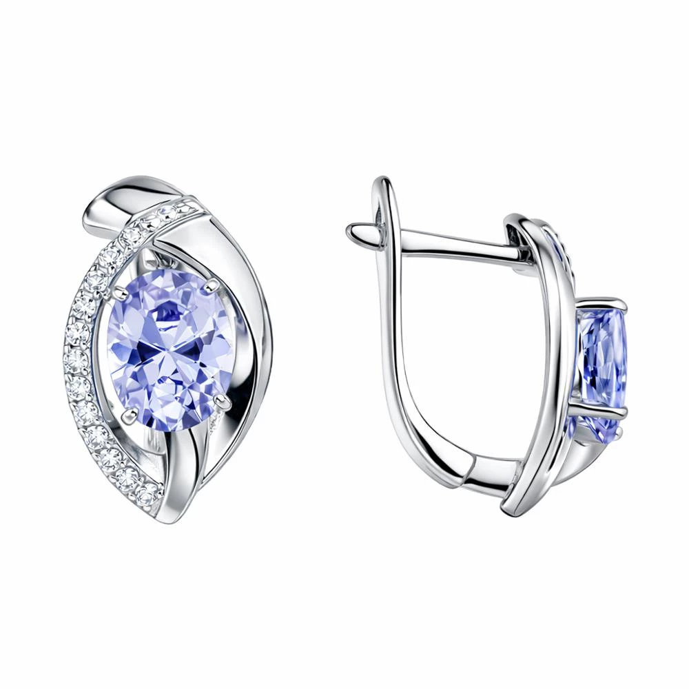 Серьги с фианитами из серебра 925 пробы