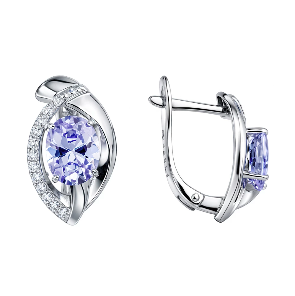 Серьги с фианитами из серебра 925 пробы