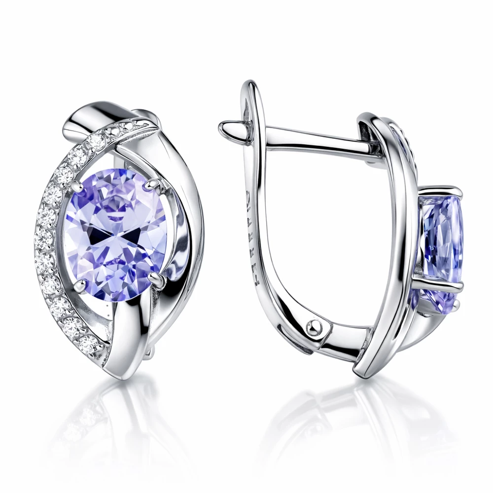 Серьги с фианитами из серебра 925 пробы