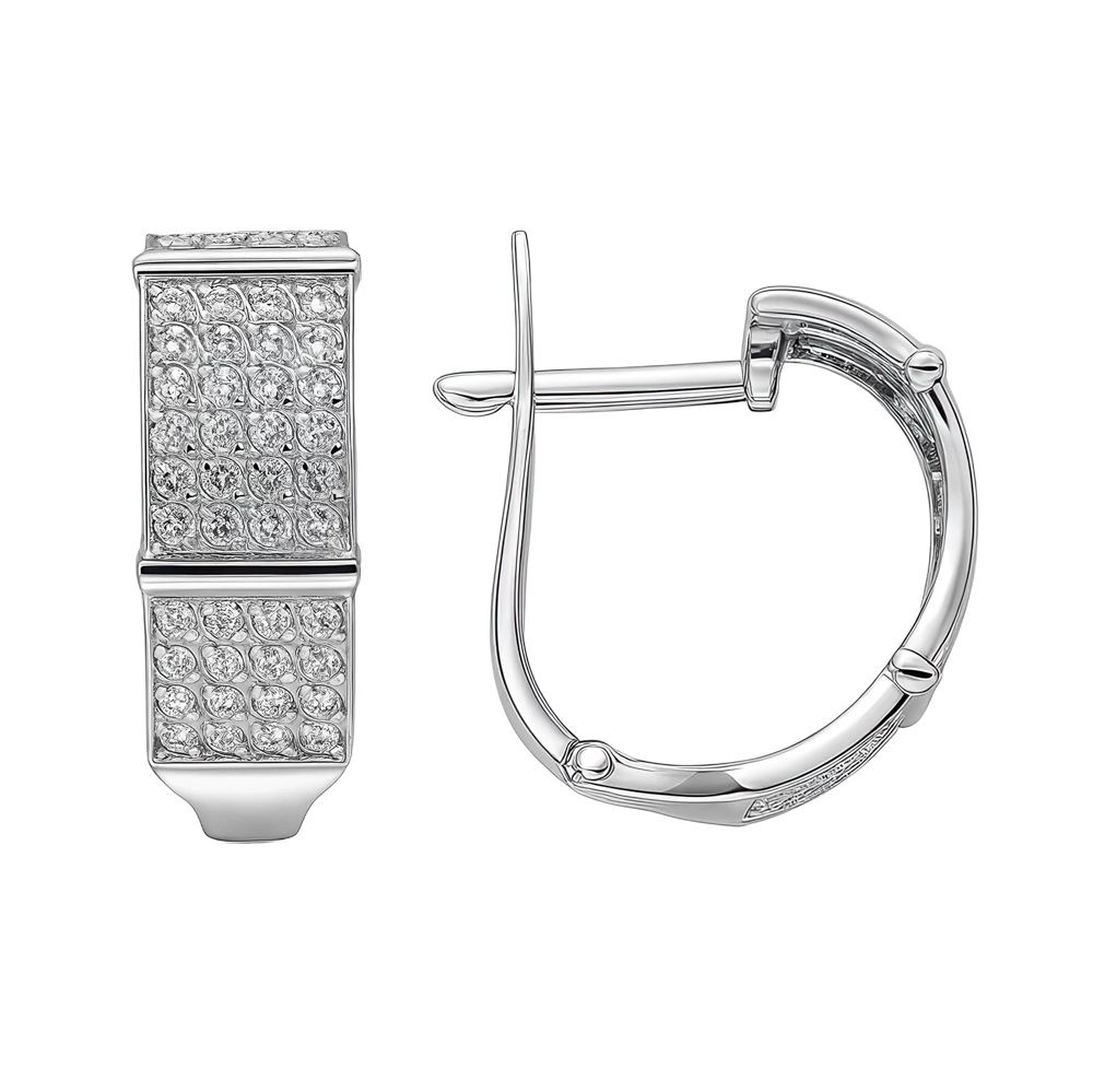 Серьги с фианитами из серебра 925 пробы