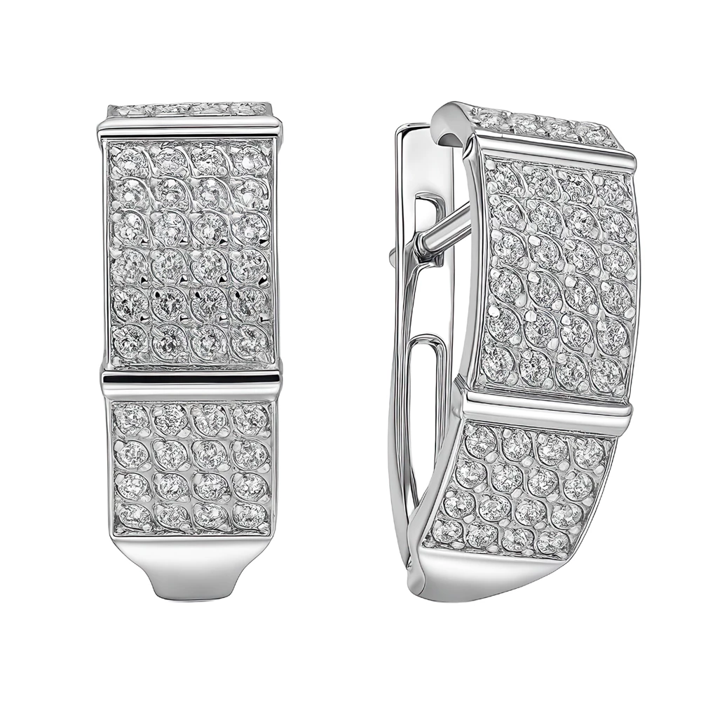 Серьги с фианитами из серебра 925 пробы