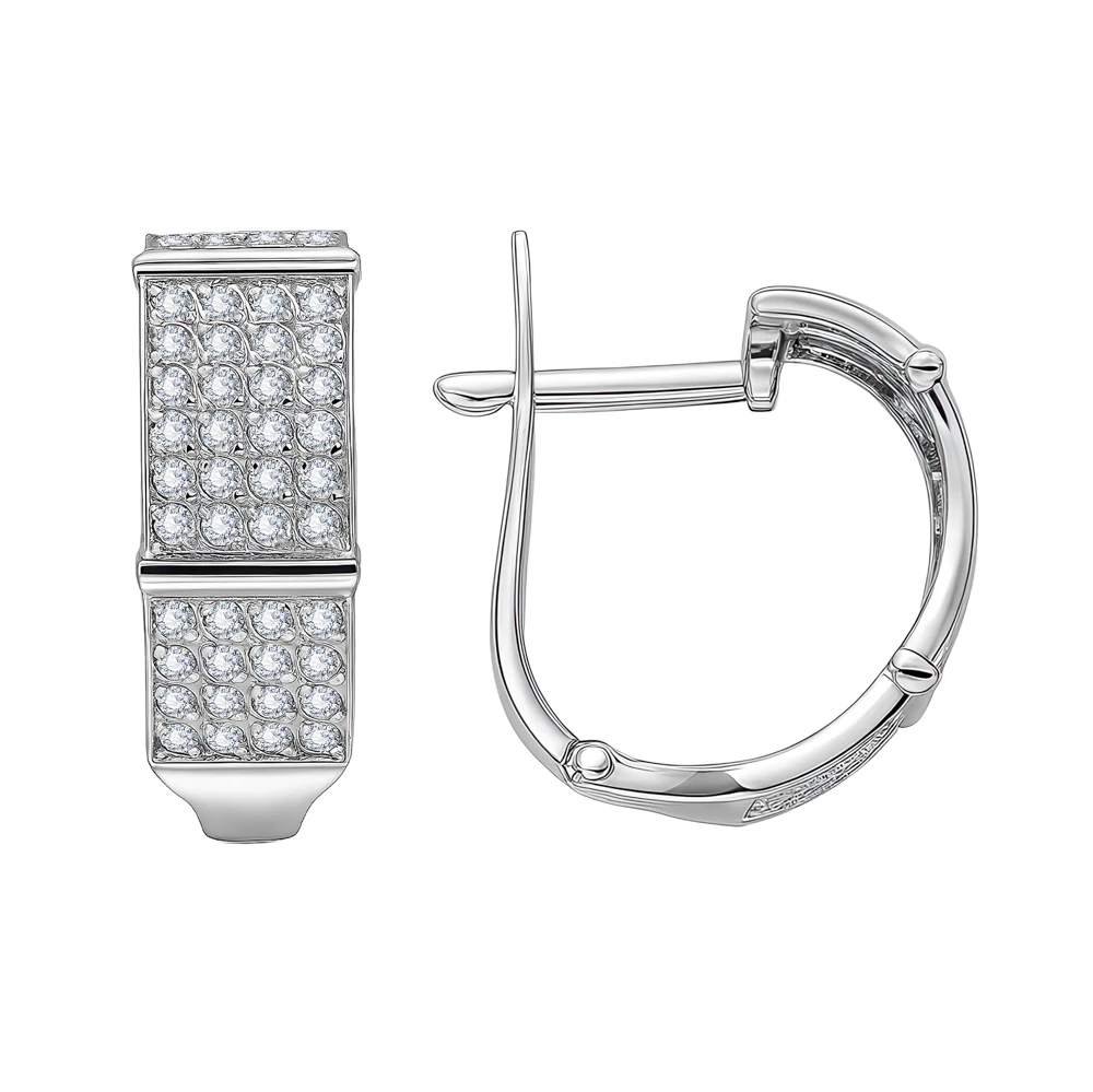 Серьги с фианитами из серебра 925 пробы