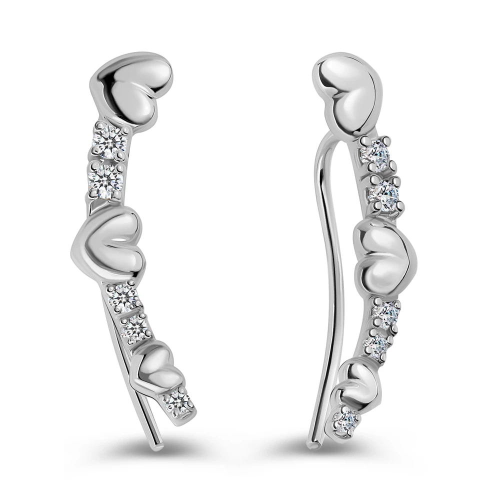 Серьги с фианитами из серебра 925 пробы