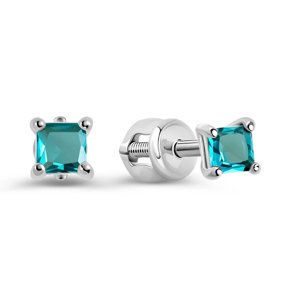 Серьги с фианитами из серебра 925 пробы