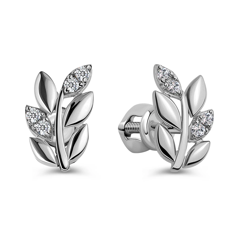 Серьги с фианитами из серебра 925 пробы