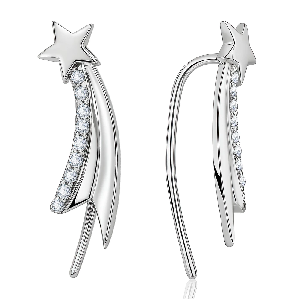 Серьги с фианитами из серебра 925 пробы