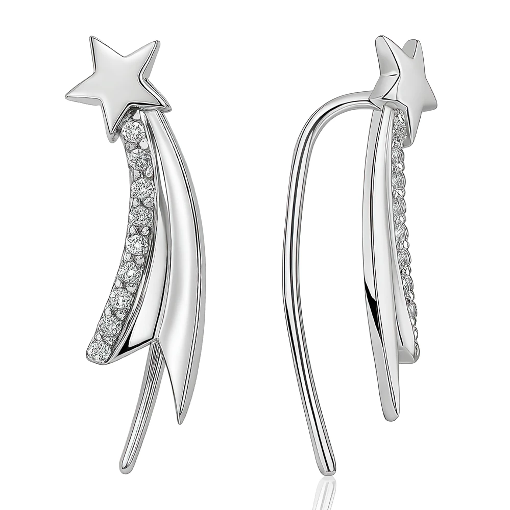 Серьги с фианитами из серебра 925 пробы