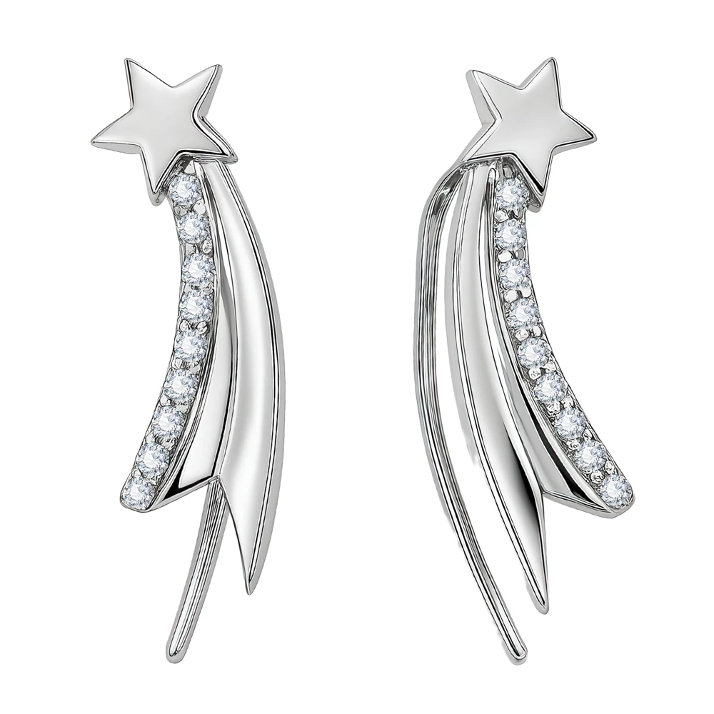 Серьги с фианитами из серебра 925 пробы