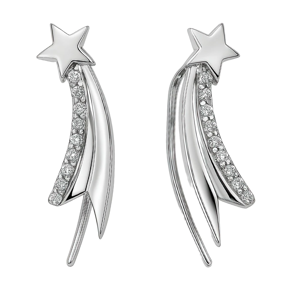 Серьги с фианитами из серебра 925 пробы