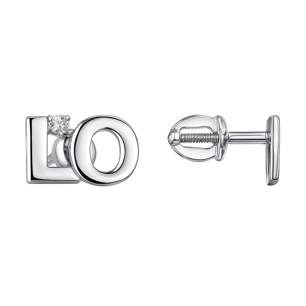 Серьги с фианитами из серебра 925 пробы