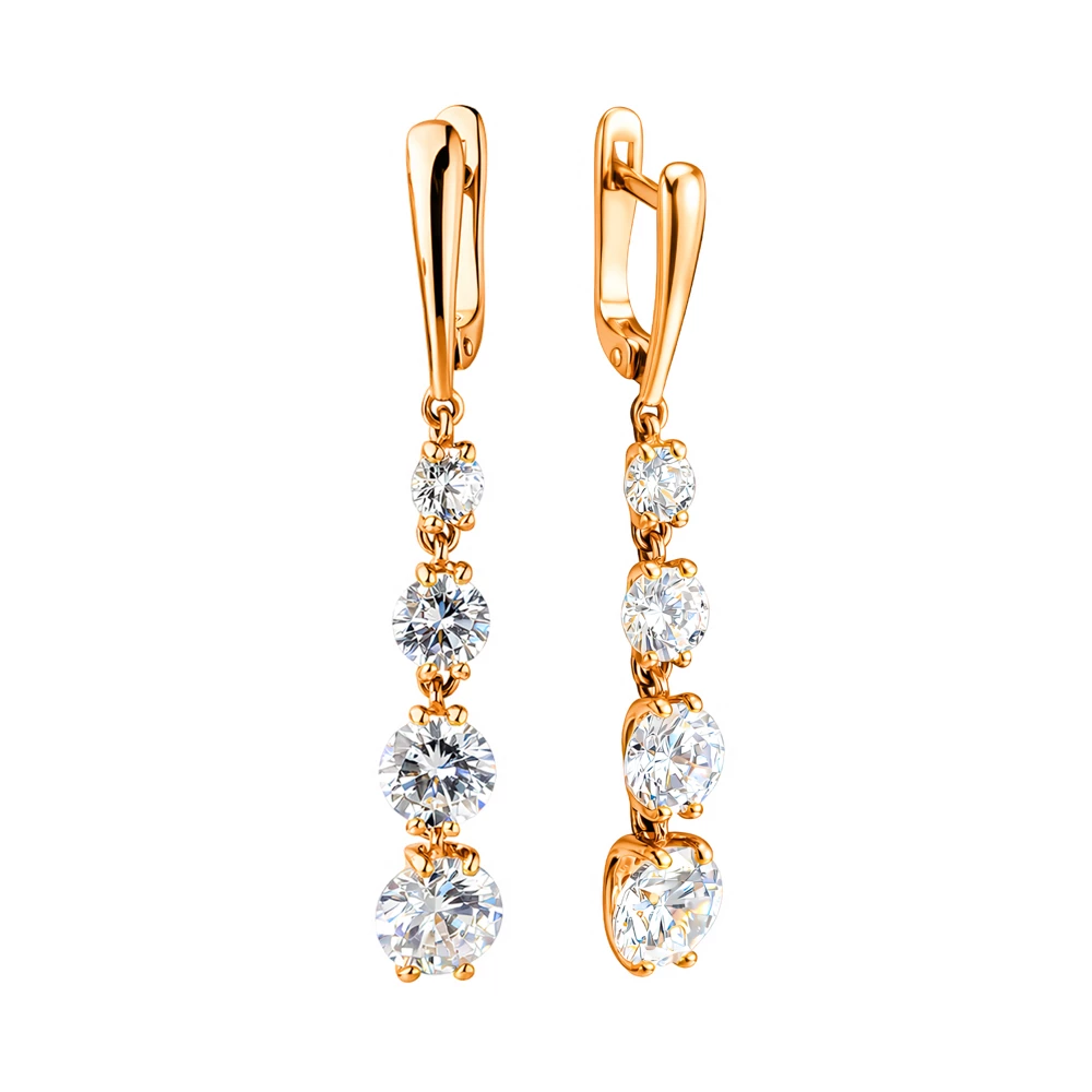 Серьги с фианитами из серебра 925 пробы