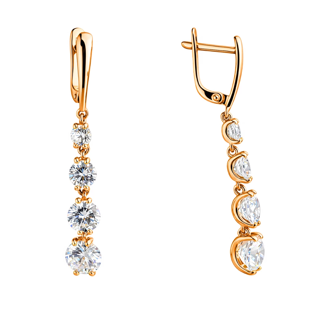 Серьги с фианитами из серебра 925 пробы