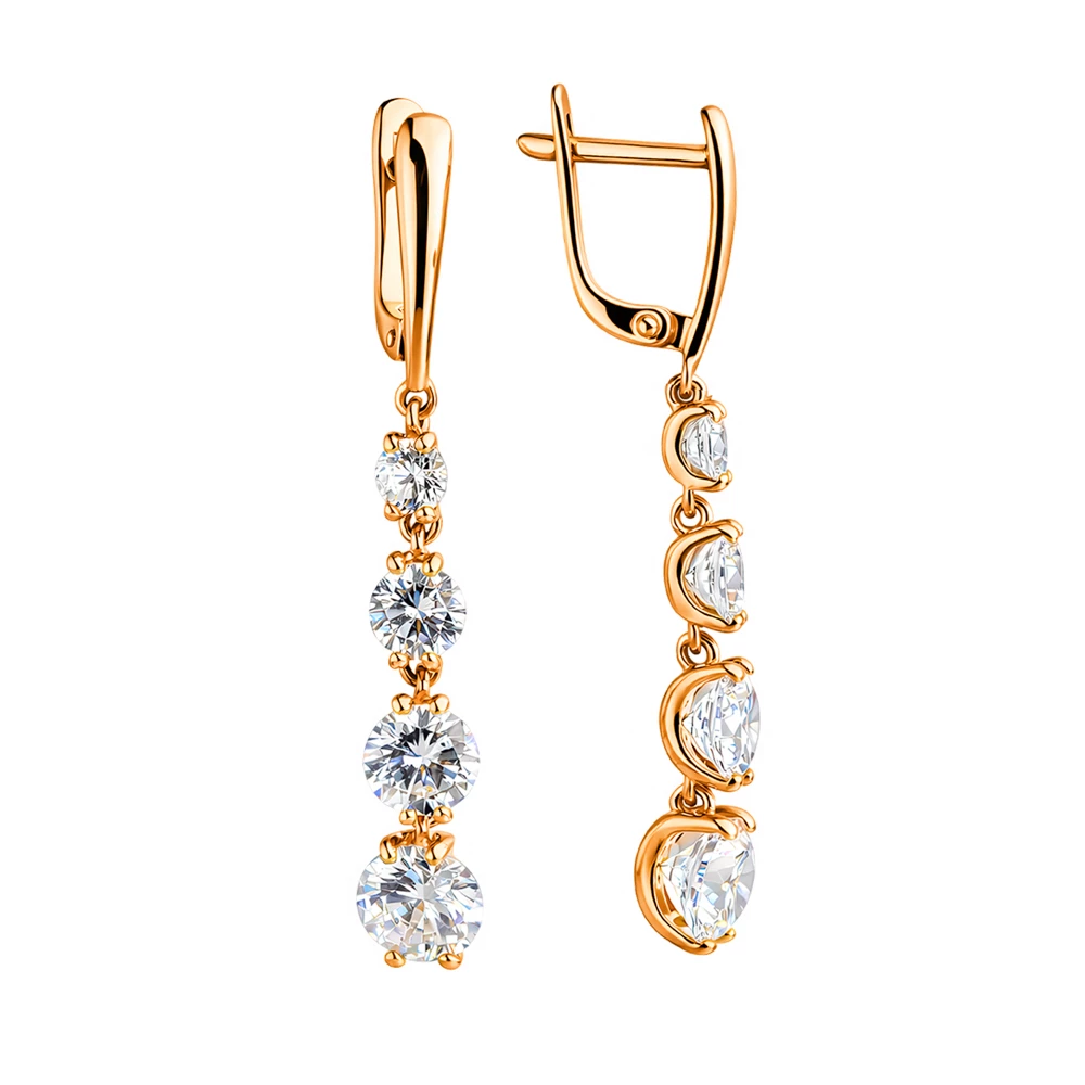 Серьги с фианитами из серебра 925 пробы