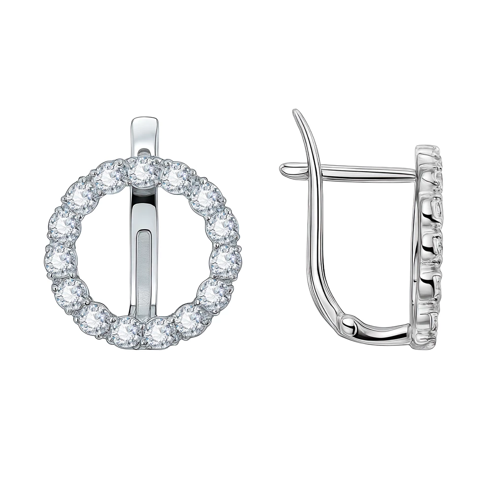 Серьги с фианитами из серебра 925 пробы