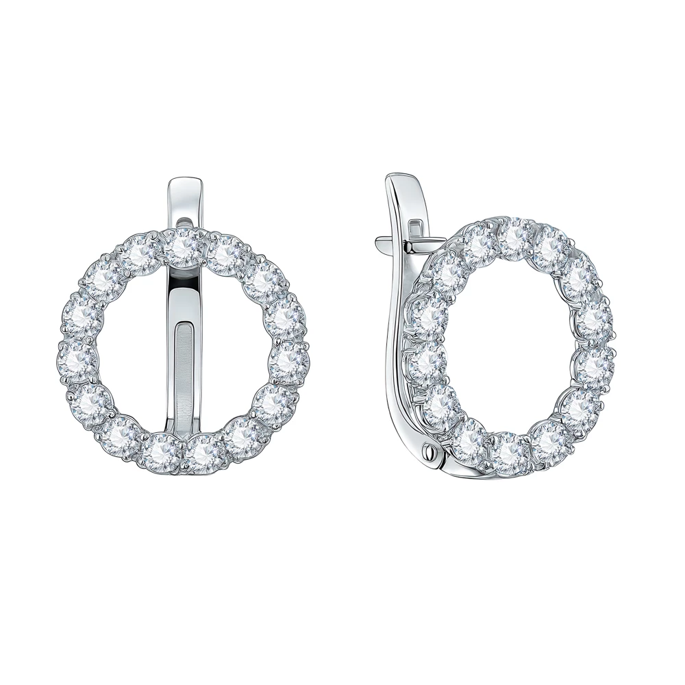 Серьги с фианитами из серебра 925 пробы