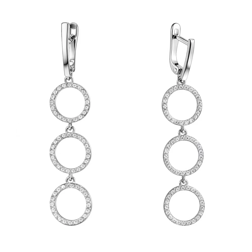 Серьги с фианитами из серебра 925 пробы