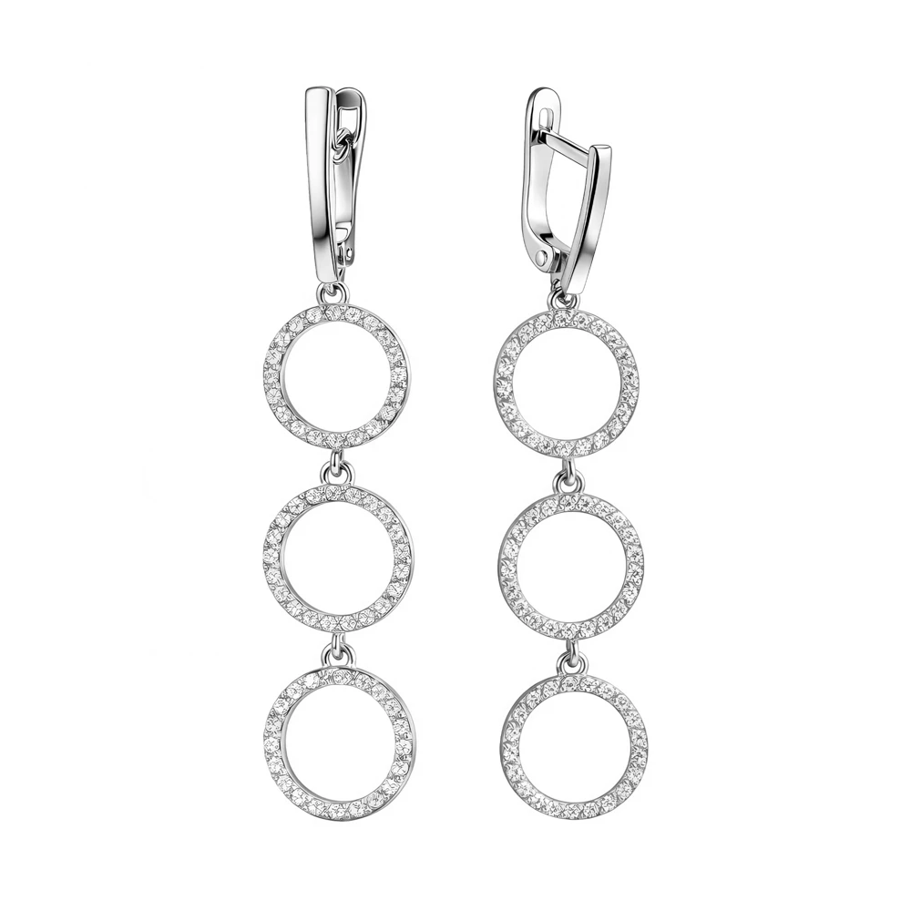 Серьги с фианитами из серебра 925 пробы