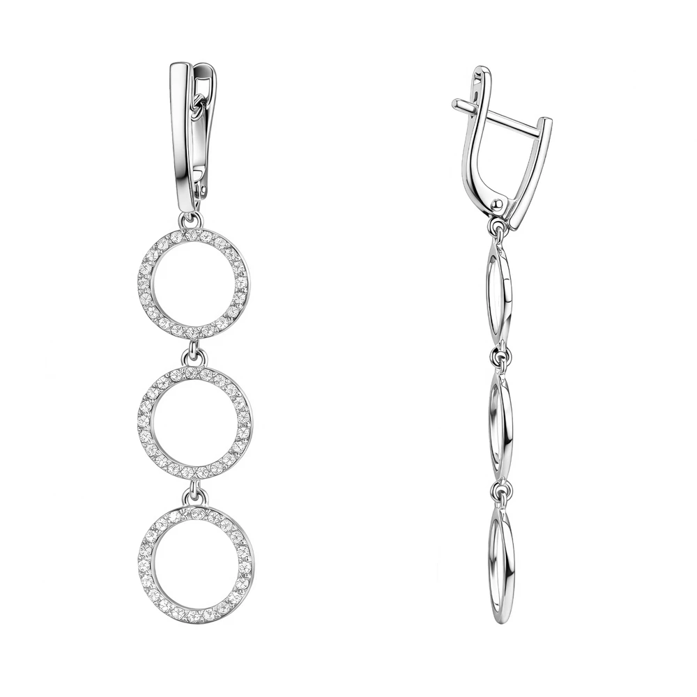 Серьги с фианитами из серебра 925 пробы