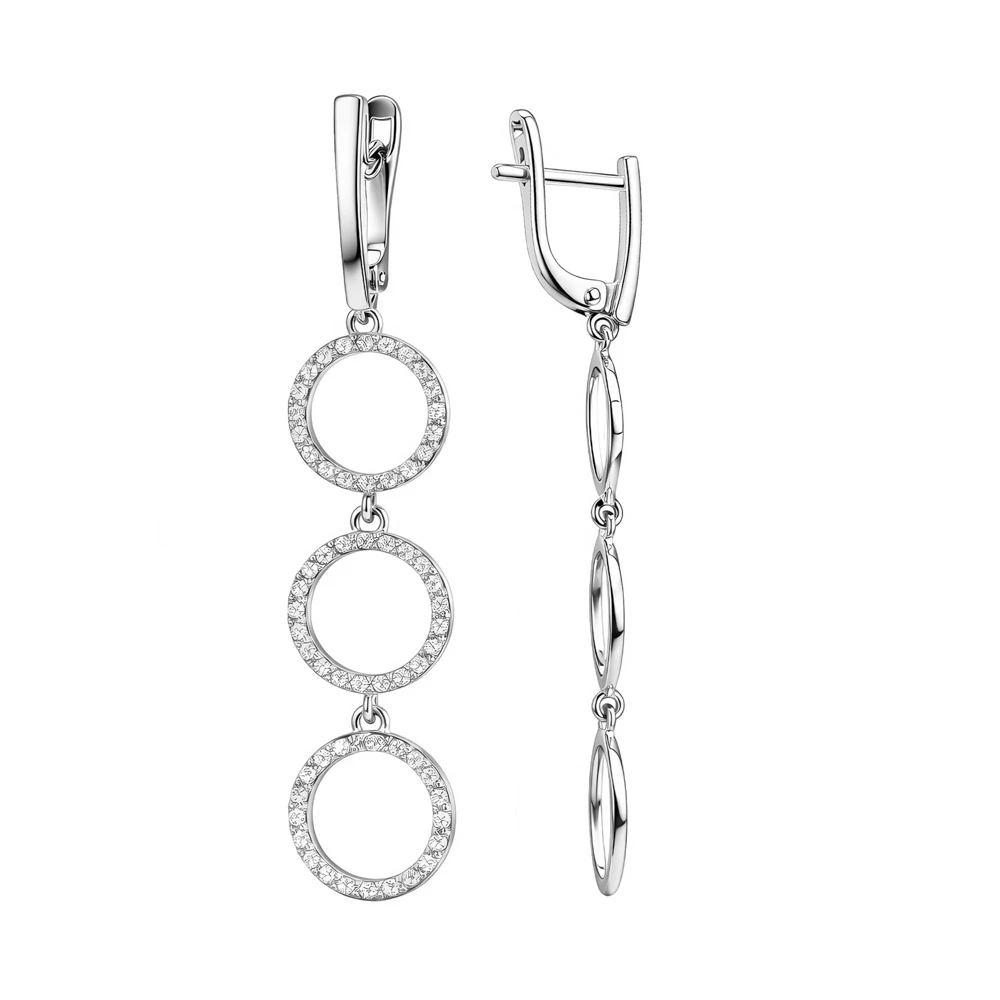 Серьги с фианитами из серебра 925 пробы