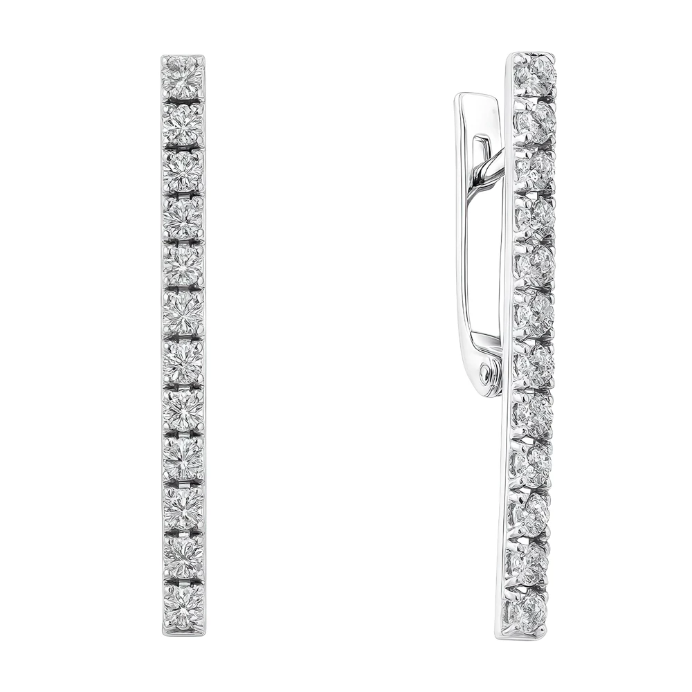 Серьги с фианитами из серебра 925 пробы