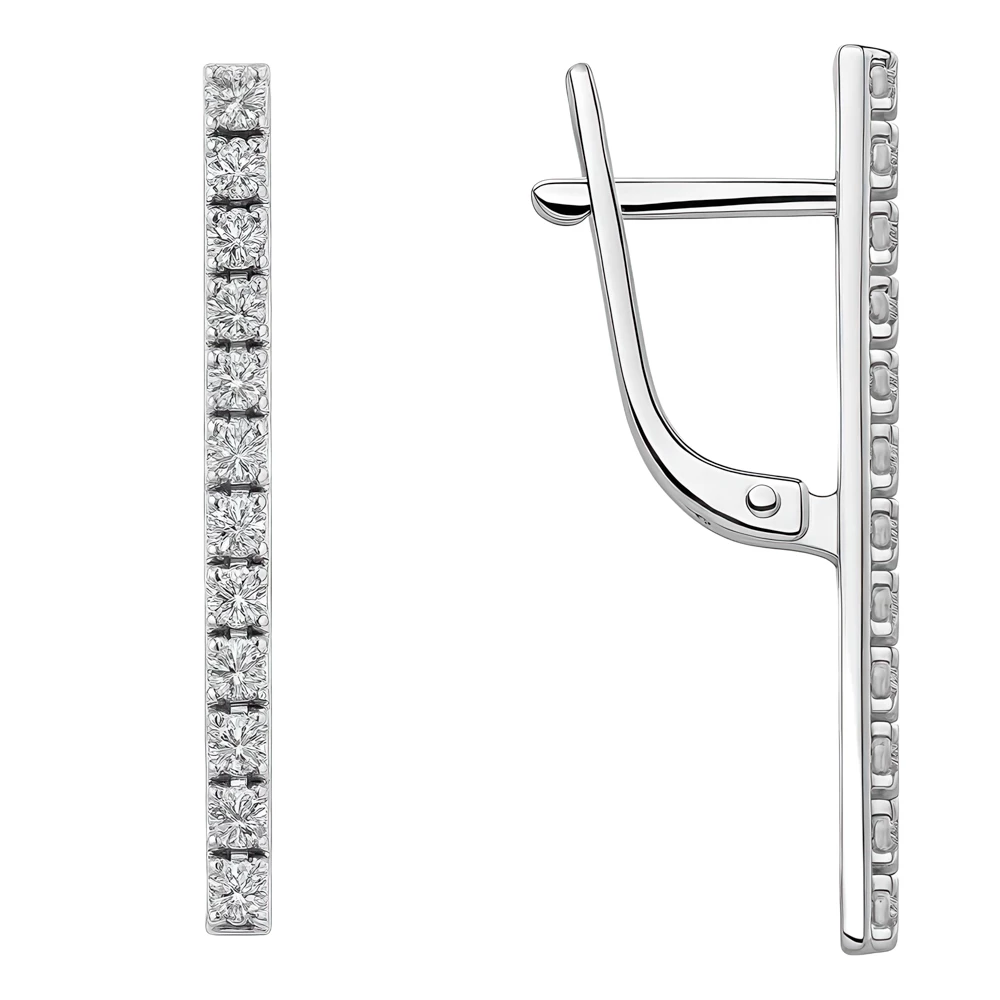 Серьги с фианитами из серебра 925 пробы