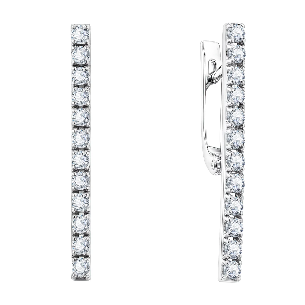 Серьги с фианитами из серебра 925 пробы