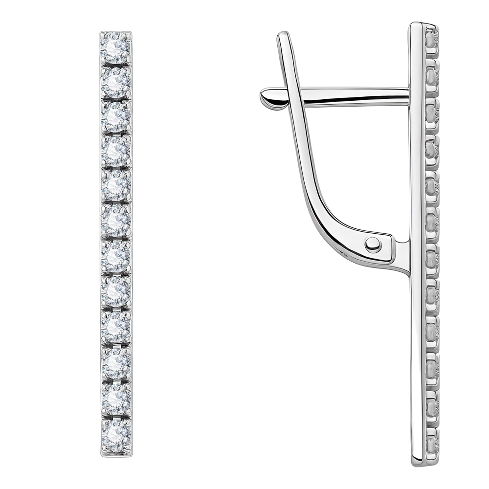 Серьги с фианитами из серебра 925 пробы