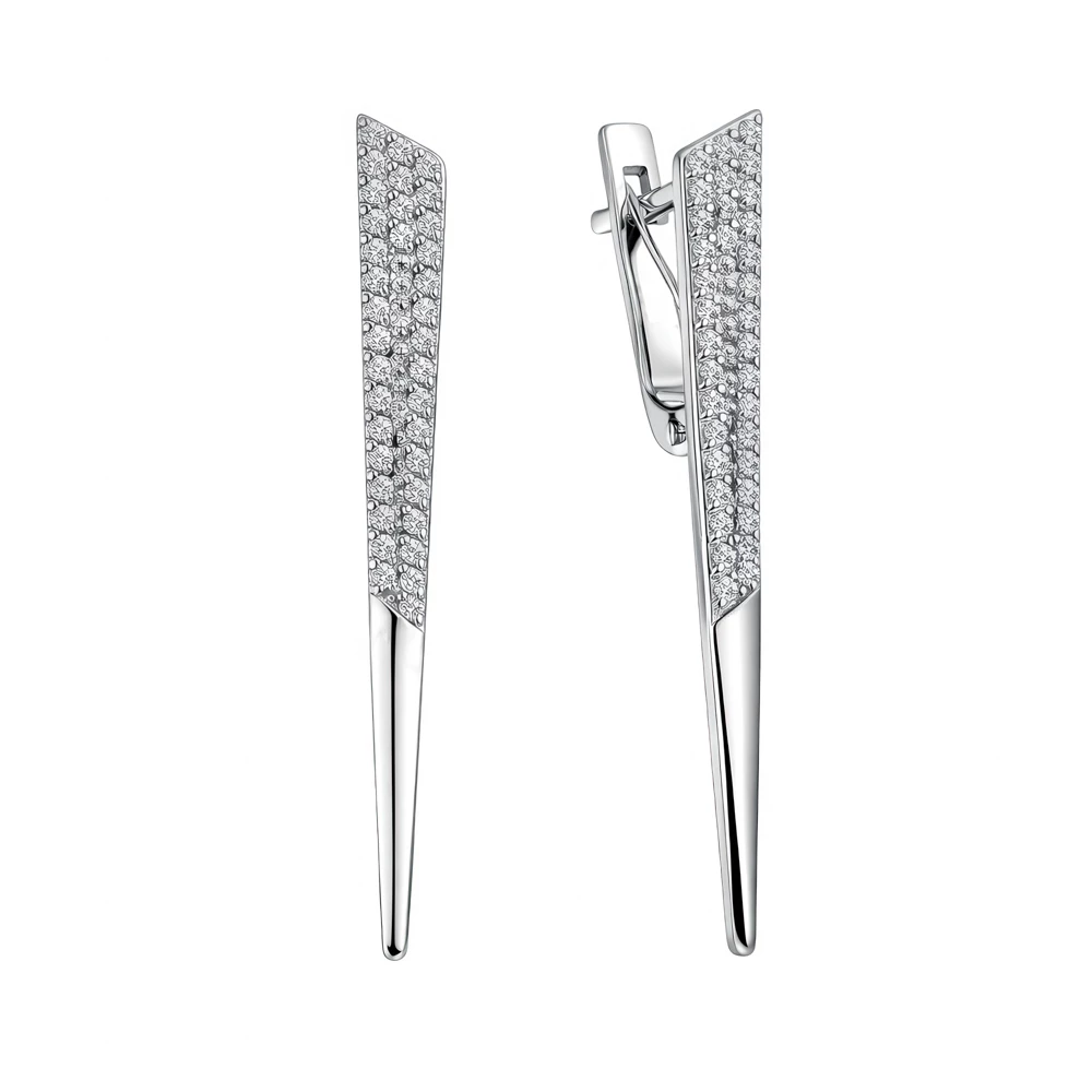 Серьги с фианитами из серебра 925 пробы