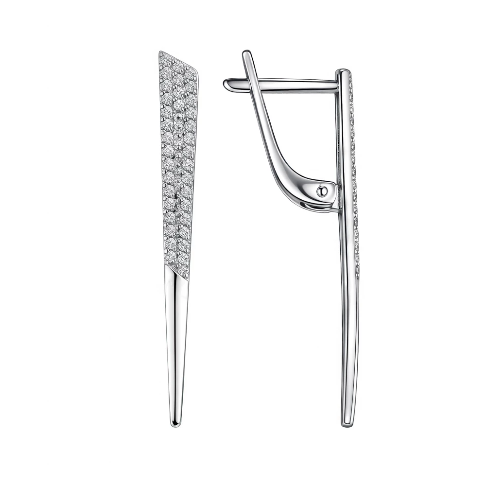 Серьги с фианитами из серебра 925 пробы