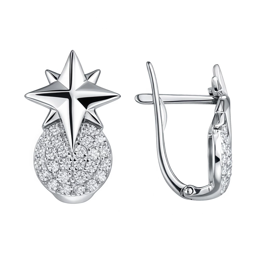 Серьги с фианитами из серебра 925 пробы