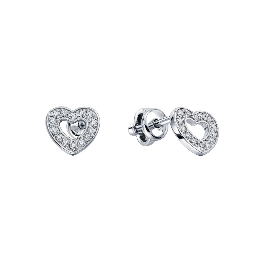 Серьги с фианитами из серебра 925 пробы