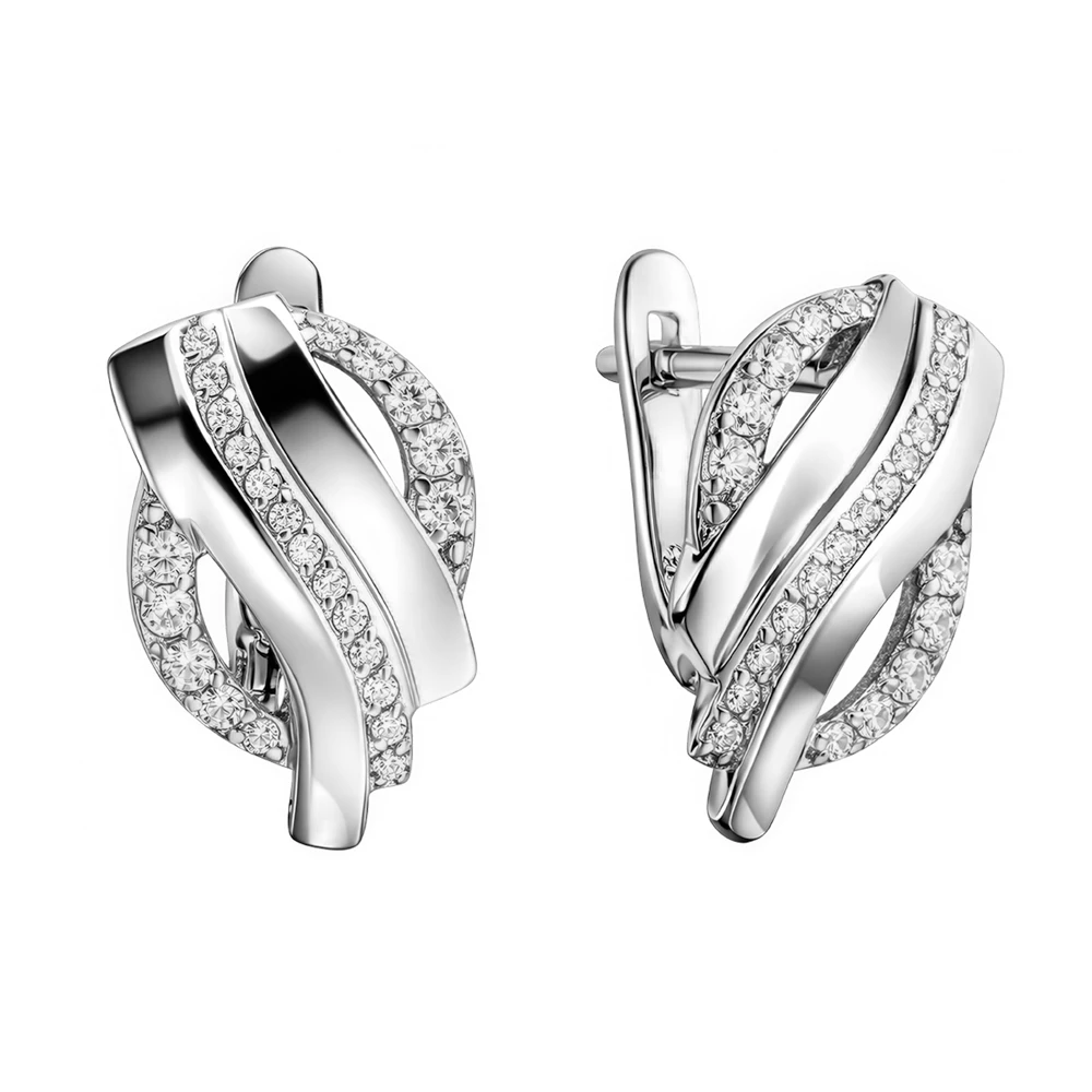 Серьги с фианитами из серебра 925 пробы