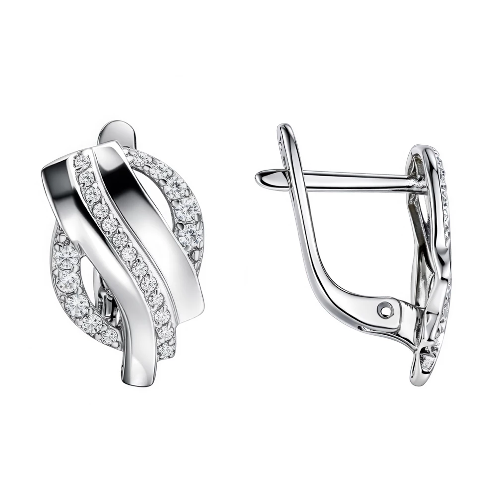 Серьги с фианитами из серебра 925 пробы