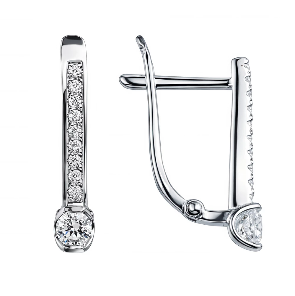 Серьги с фианитами из серебра 925 пробы