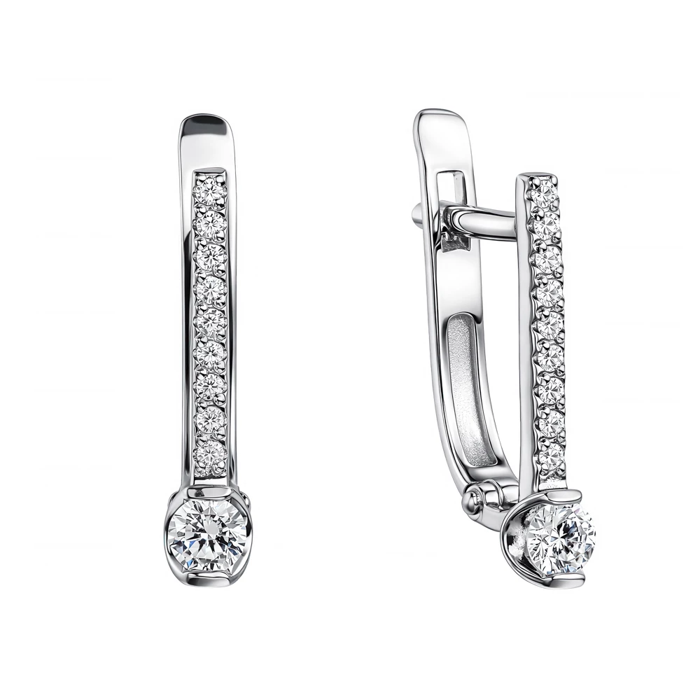 Серьги с фианитами из серебра 925 пробы