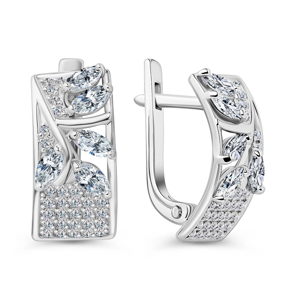 Серьги с фианитами из серебра 925 пробы