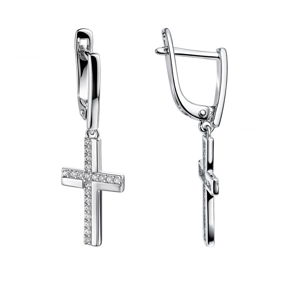 Серьги с фианитами из серебра 925 пробы