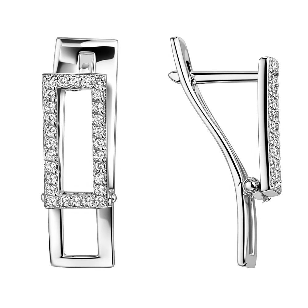 Серьги с фианитами из серебра 925 пробы