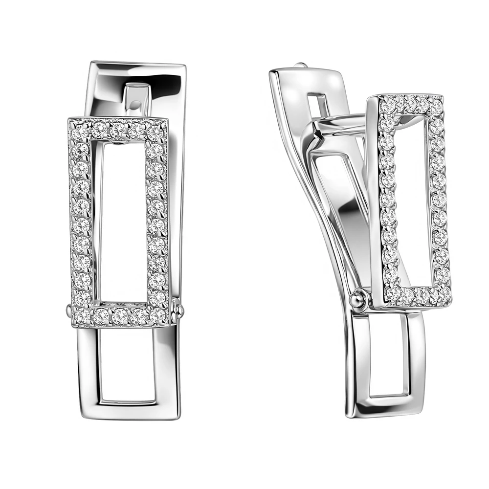 Серьги с фианитами из серебра 925 пробы