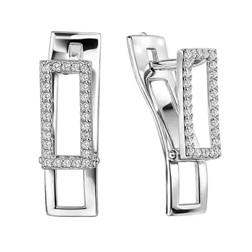 Серьги с фианитами из серебра 925 пробы