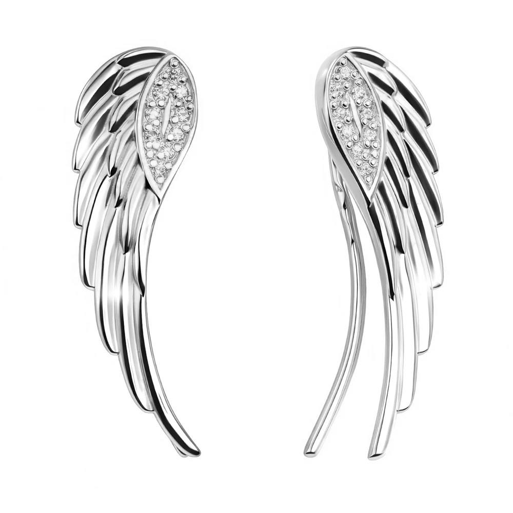 Серьги с фианитами из серебра 925 пробы