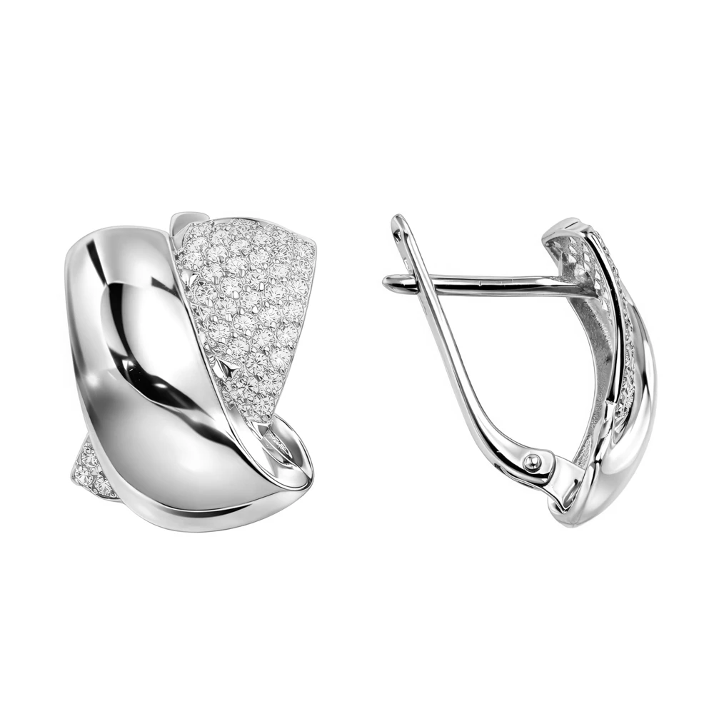 Серьги с фианитами из серебра 925 пробы