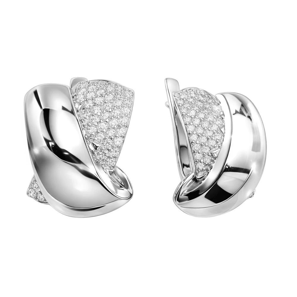 Серьги с фианитами из серебра 925 пробы