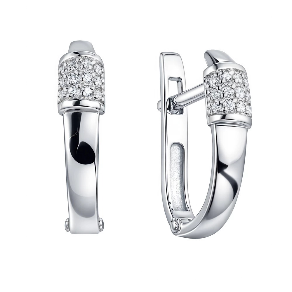 Серьги с фианитами из серебра 925 пробы