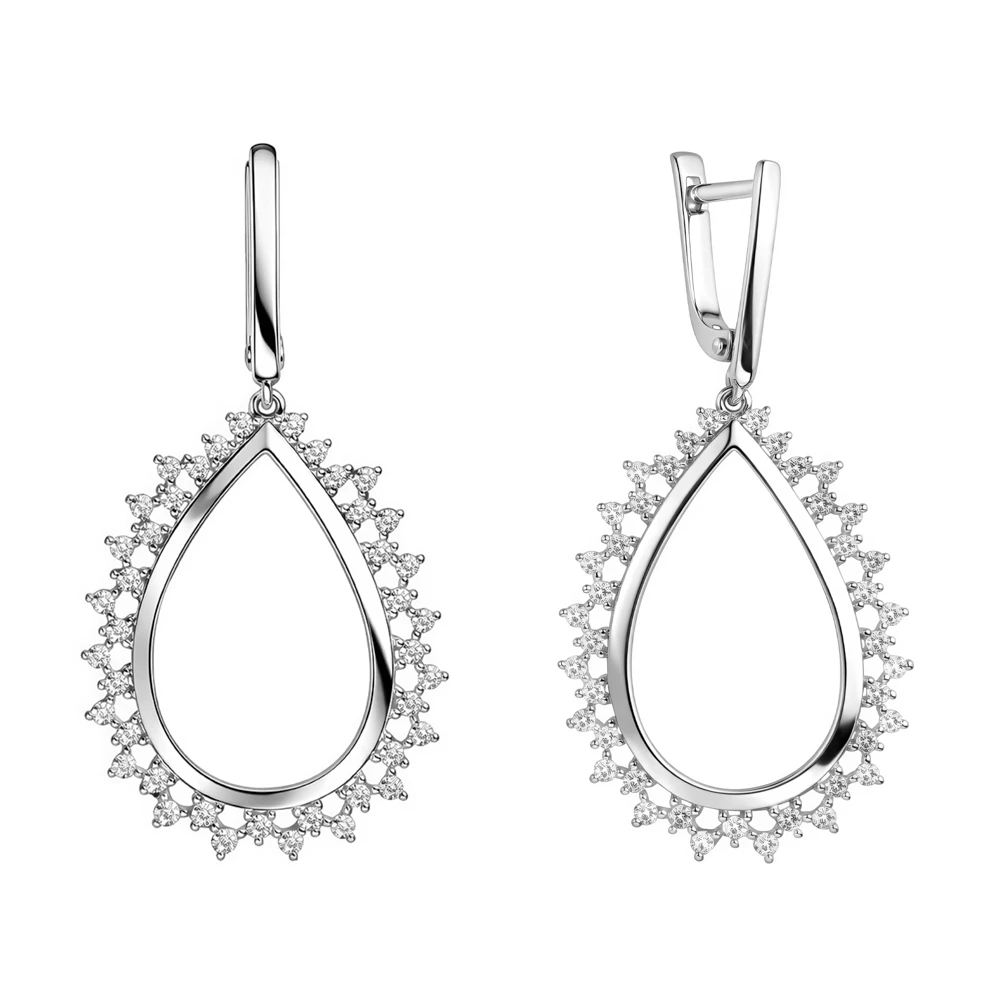 Серьги с фианитами из серебра 925 пробы