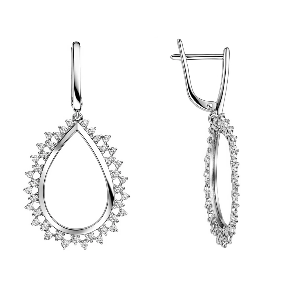 Серьги с фианитами из серебра 925 пробы
