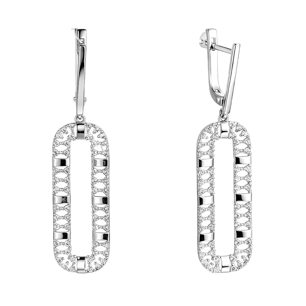 Серьги с фианитами из серебра 925 пробы