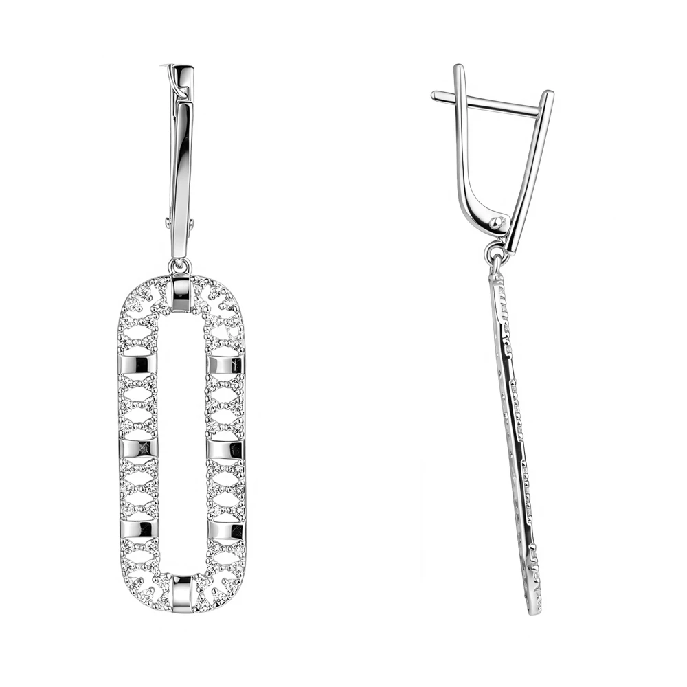 Серьги с фианитами из серебра 925 пробы