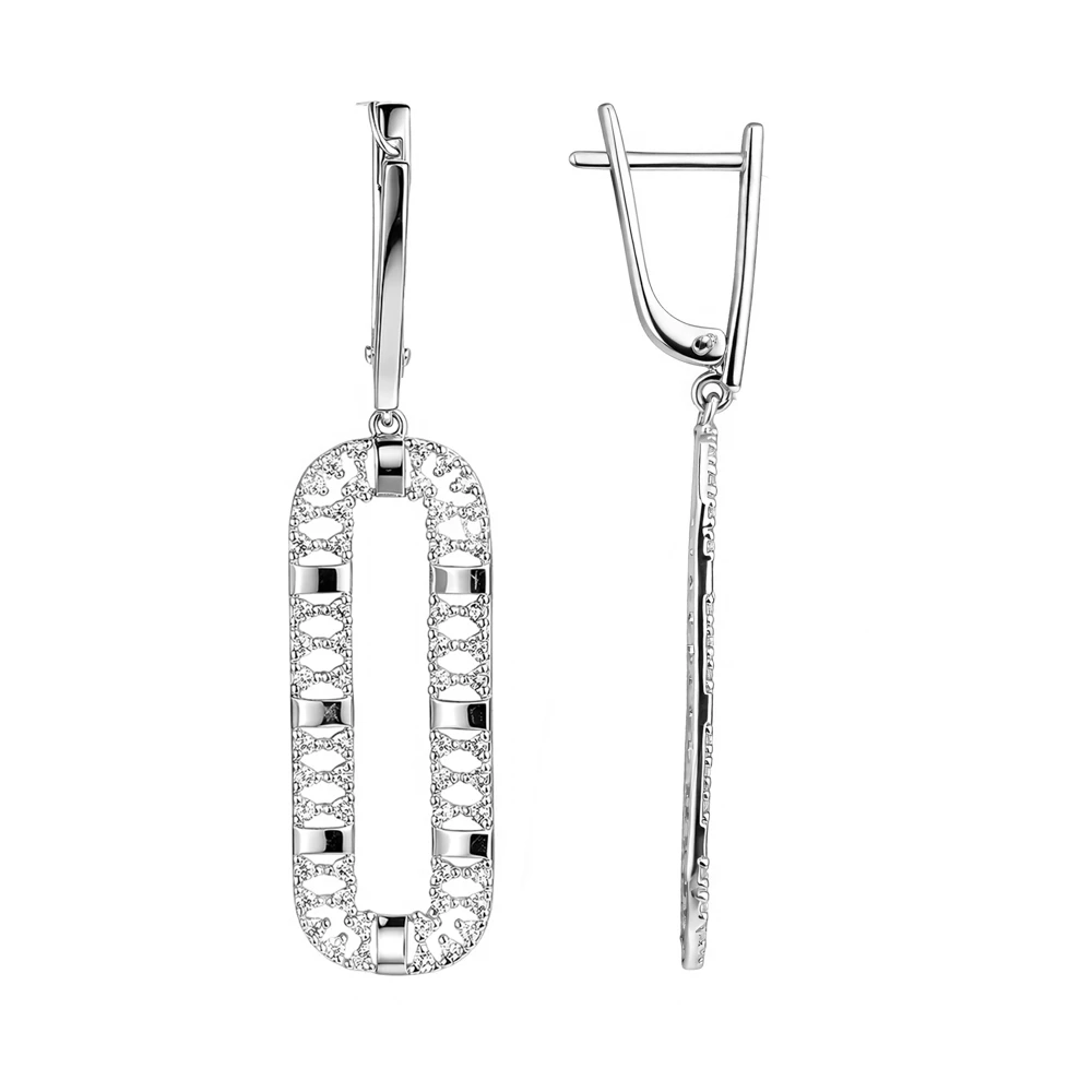 Серьги с фианитами из серебра 925 пробы